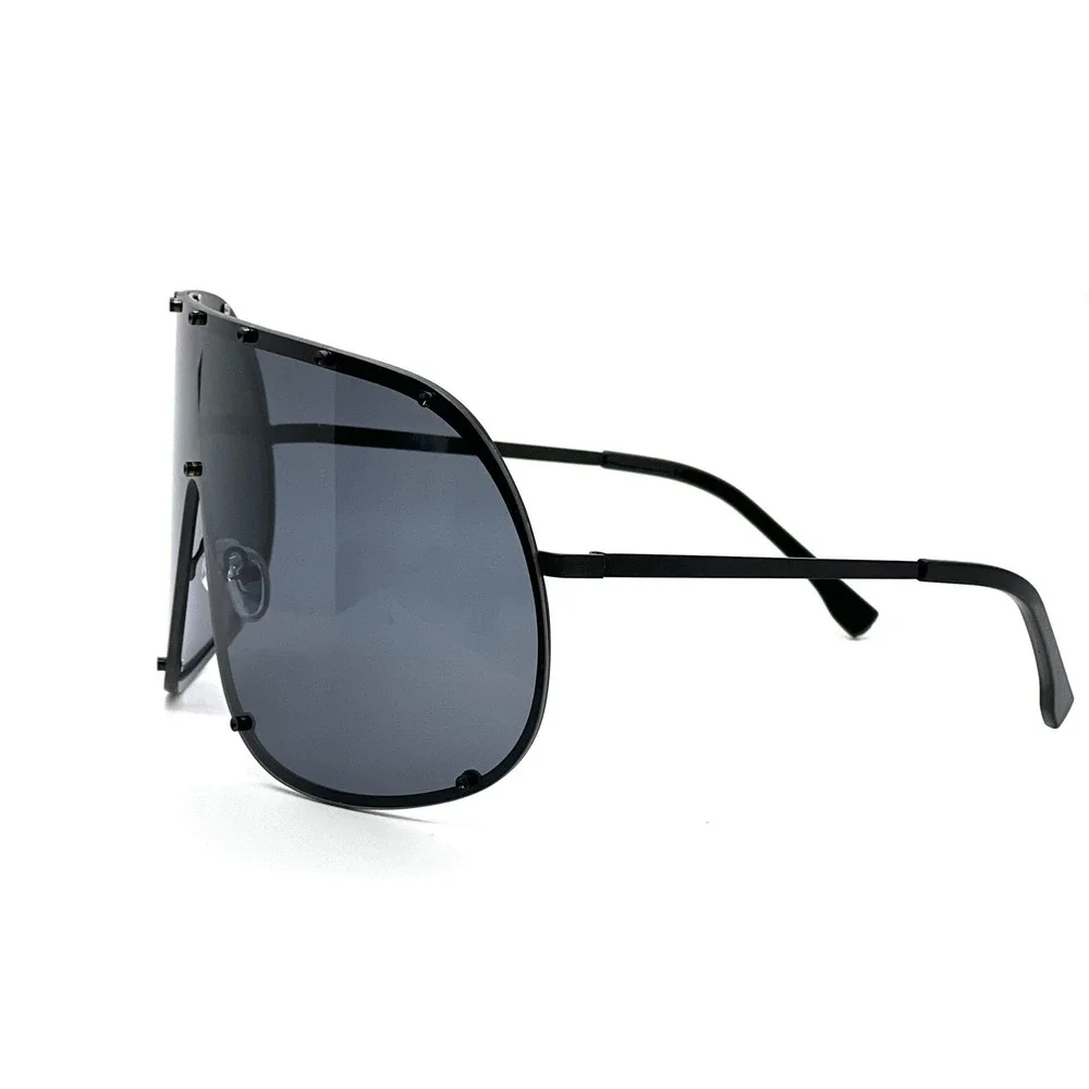 Oversized Shield Sunglasses Rivet Detail‎ Trendy Fashion Statement Visor Shades